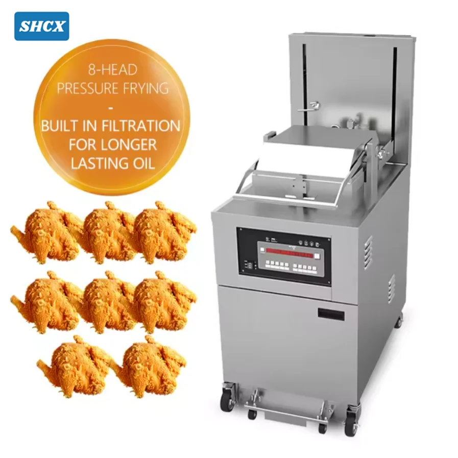 8 Head Chicken Deep Fat Pressure Fryer Commercial Chicken Stainless steel KFC electric pressure fryer