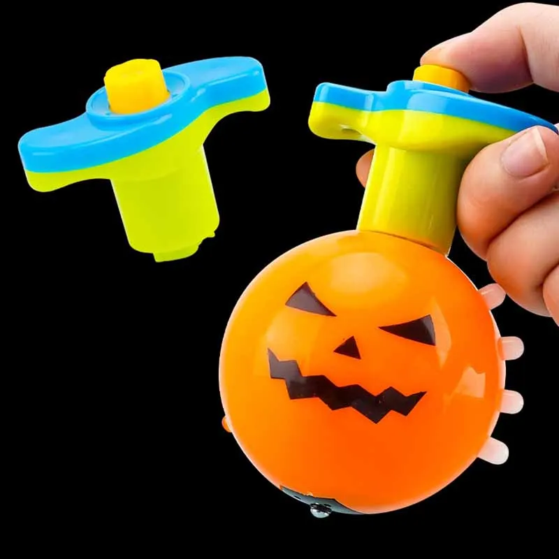 Juguete giroscópico giratorio de prensa de luz de calabaza de simulación de dibujos animados para niños, juguete giroscópico de descompresión para fiesta de Halloween, juguetes emisores de luz