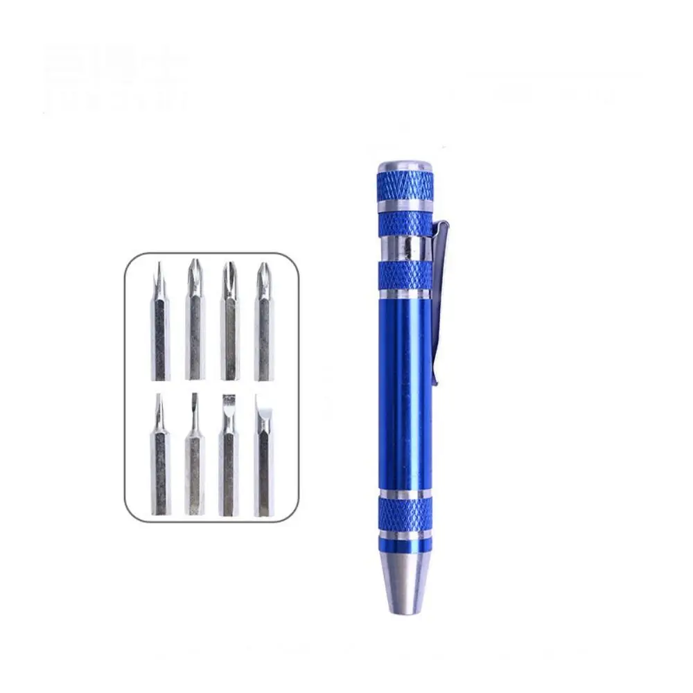 8 In 1 Pocket Screwdriver Pen Mini Portable Mobile Phone Repair Hand Tools Kit Multifunctional Flat/Cross Head Screwdriver Set