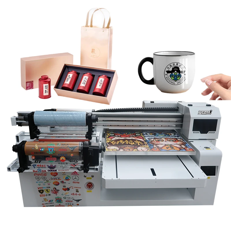 Desktop small uv flatbed printer hp inkjet printing canvas leather 6090 UV Roll-Flat integrated Printer