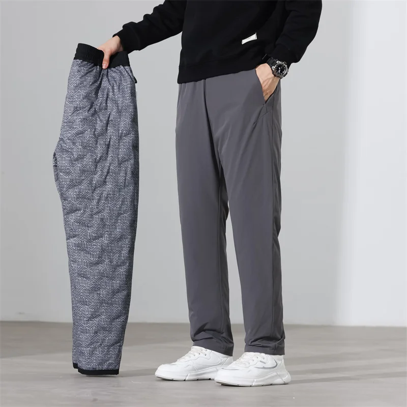 

Ture 90% White Duck Down Trousers High Luxury Men Winter Thick Outdoor Pants Male Elastic Waist Duck Down Warm Trousers