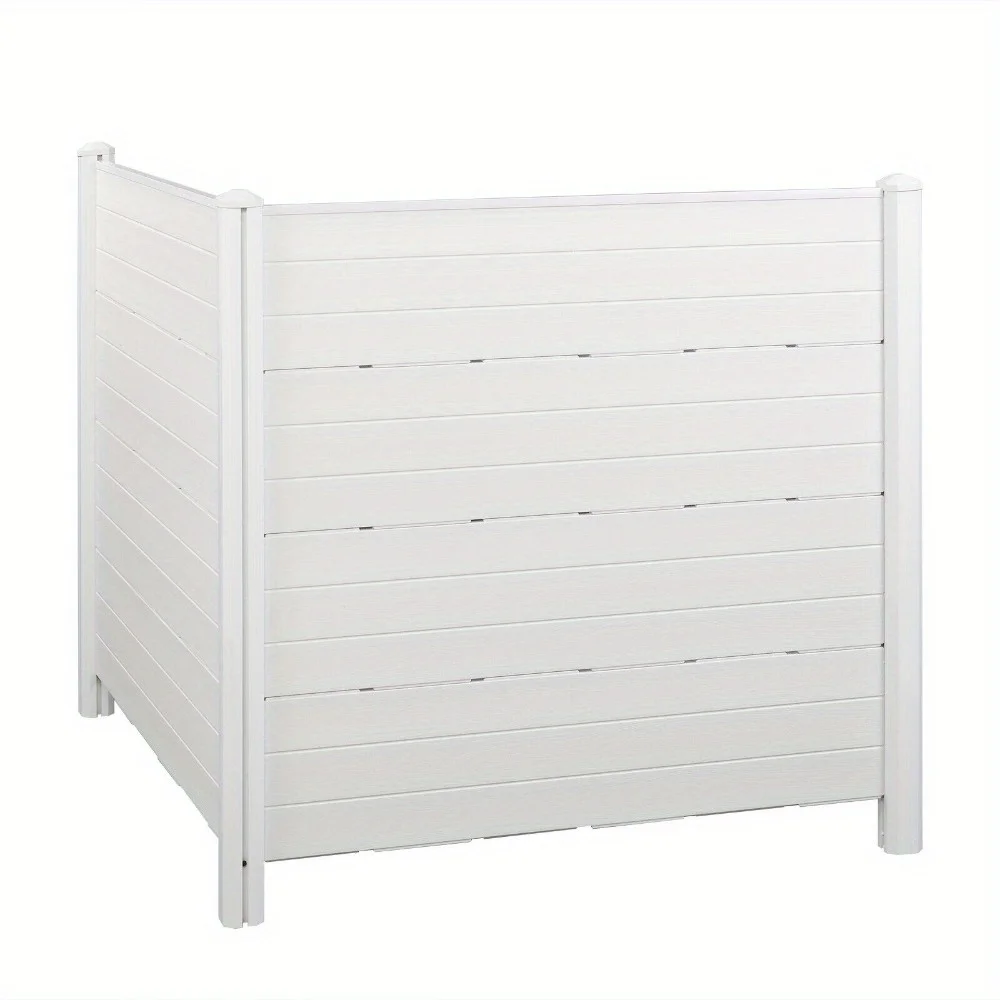 

47"W X 46"H White Vinyl Privacy Fence Screen Kit to Enclose Trash Bins 2-Panels