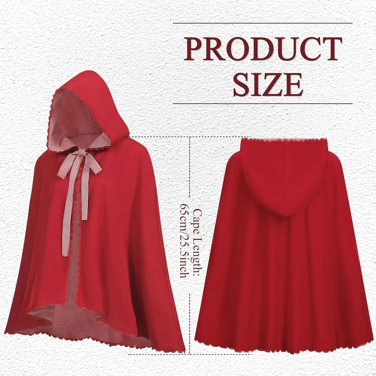 Red Plaid Cape Women's Double Layer Open Cardigan Robe Costume for Halloween Christmas Autumn Fashionable Chinese Style view 5