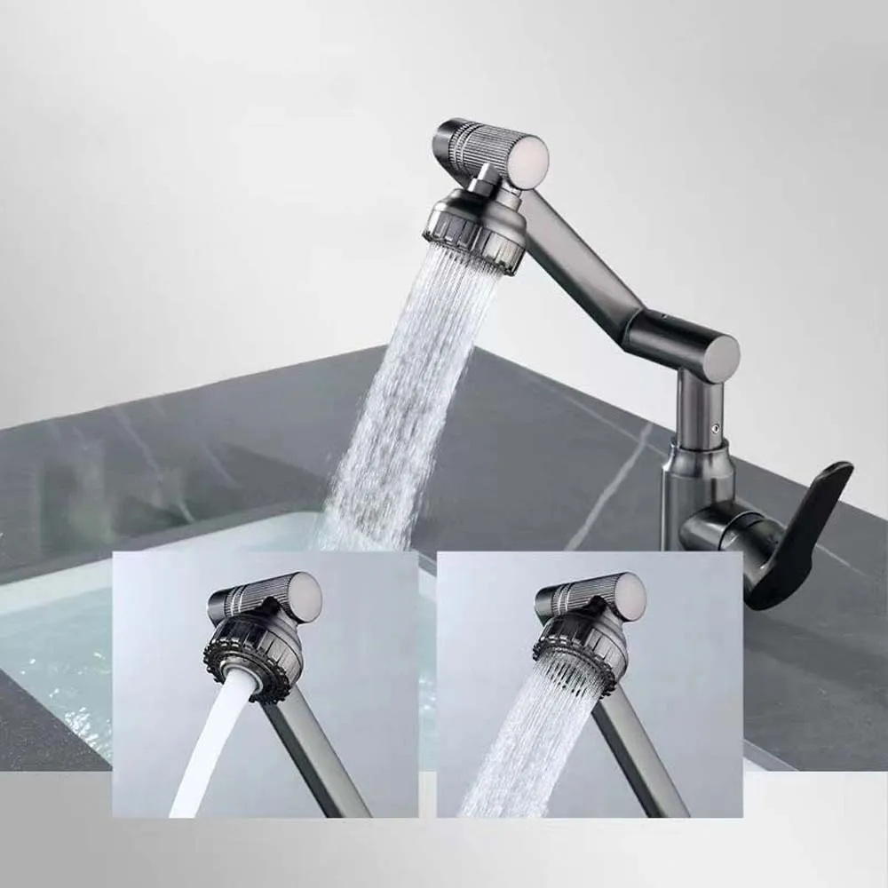 

Универсальный смеситель с роботизированной рукояткой, гибкий регулируемый двухрежимный смеситель, запеченная краска, экономия воды на 360° ° Вращающаяся кухонная мойка с краном