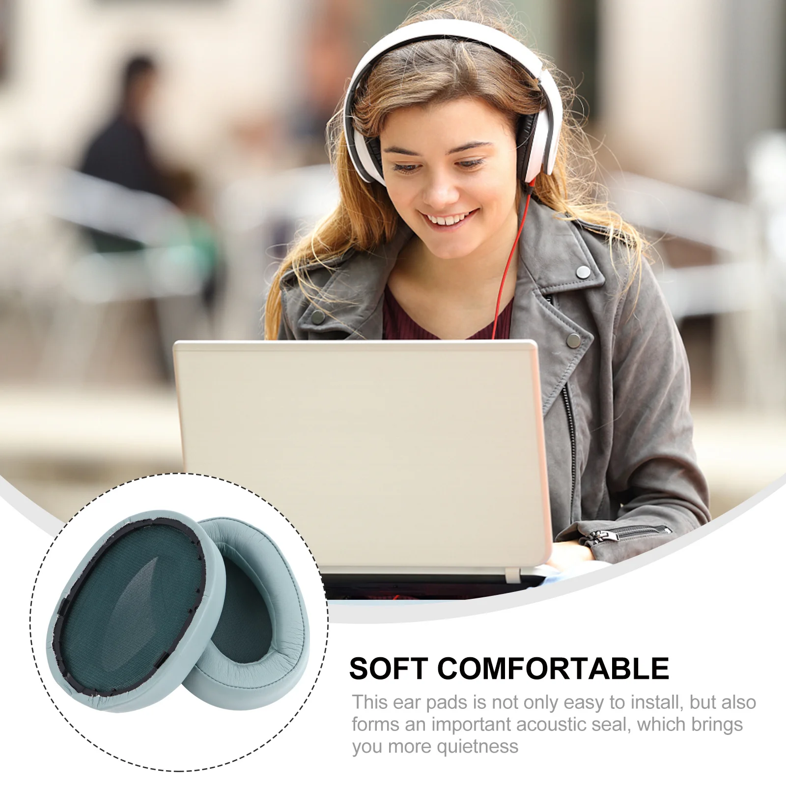 

1 Pair Headphones Ear Pads Skin-Friendly -Like Comfortable Breathable Absorbable Super Padding Noise Isolation Earbud