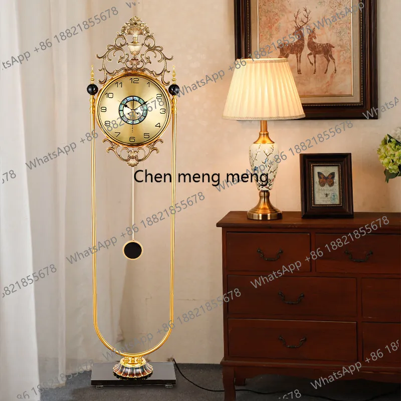 

2026 new European floor clock living room retro villa large ornament clock American creativity