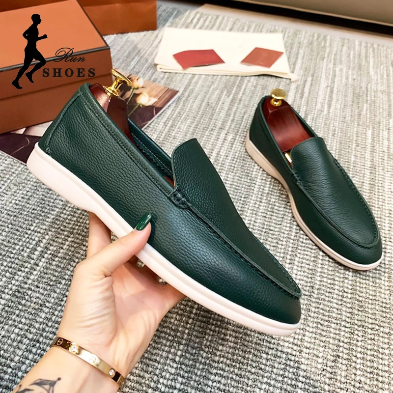 

Men's Slip On Casual Office Work Shoes Comfort Soft Leather Autumn Flat Loafers British Style Man Shoes for Driving Size 38-48