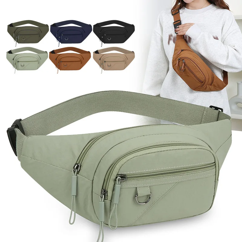 Fashion Women's Chest Bag Large Capacity Simple Nylon One Shoulder Crossbody Bag Multifunctional Waist Packs
