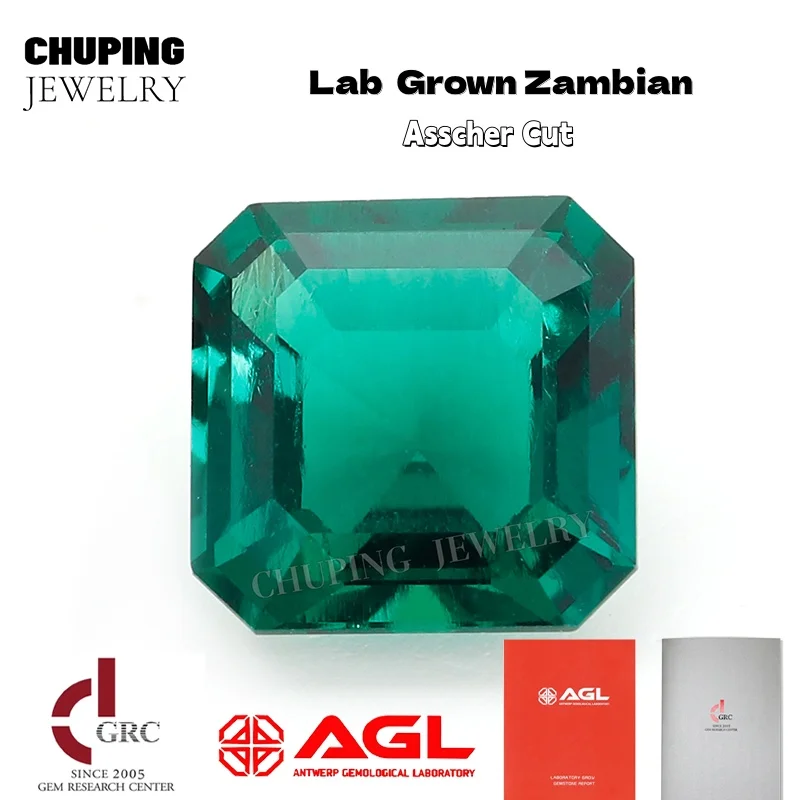 

Lab Zambian Asscher Shape Hydrothermal With AGL Certificate Loose Cultivate Zambian Emerald Gemstones 0.4-4ct For Jewelry Making