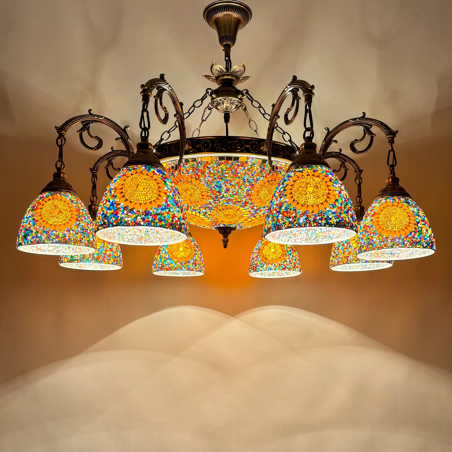 

Xinjiang characteristic restaurant private room hotel lobby cafe B & B living room Turkish handmade glass chandelier