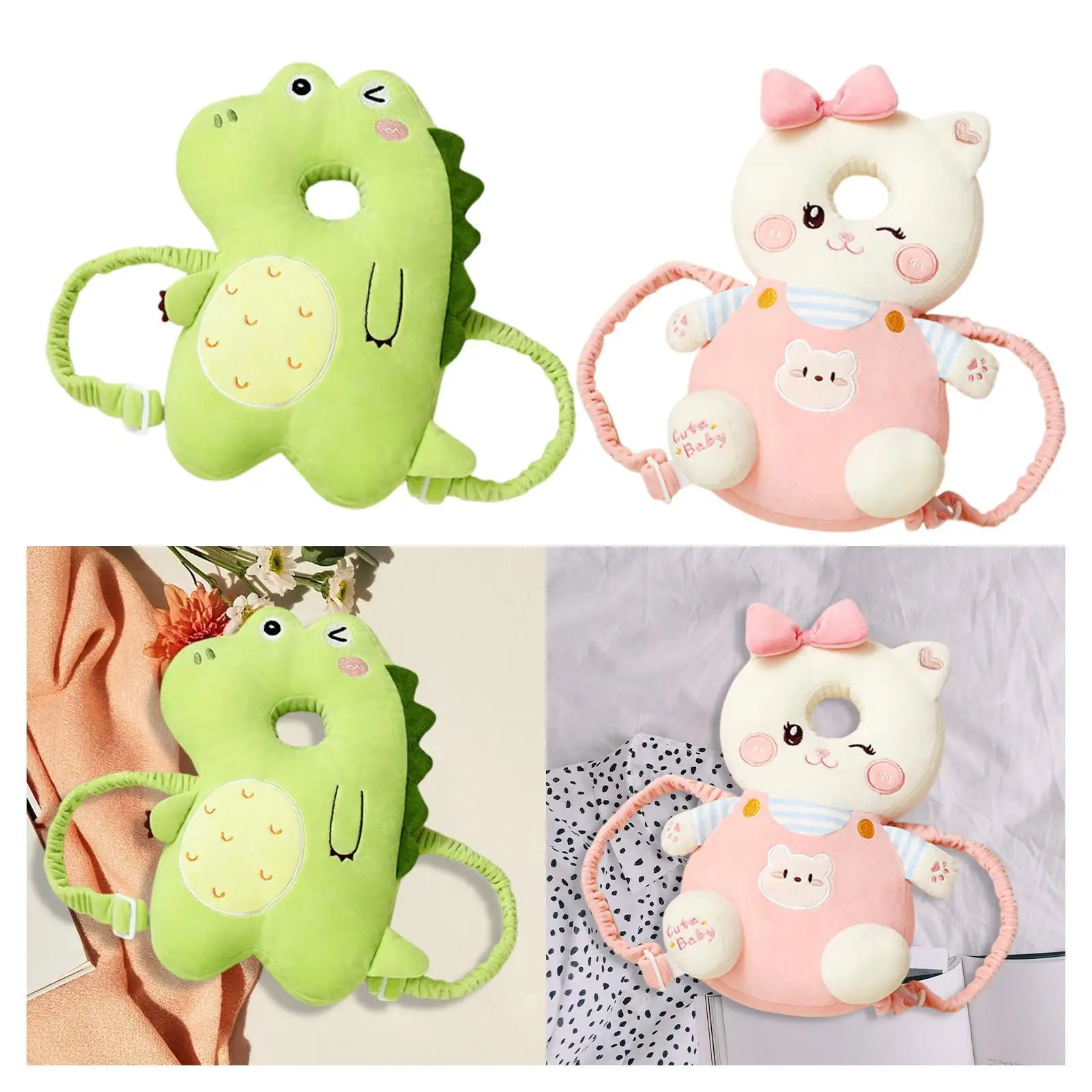 ベビーヘッドプロテクターバックパックソフトポータブル動物の形の赤ちゃんの頭保護クッション子供幼児クロール着用子供