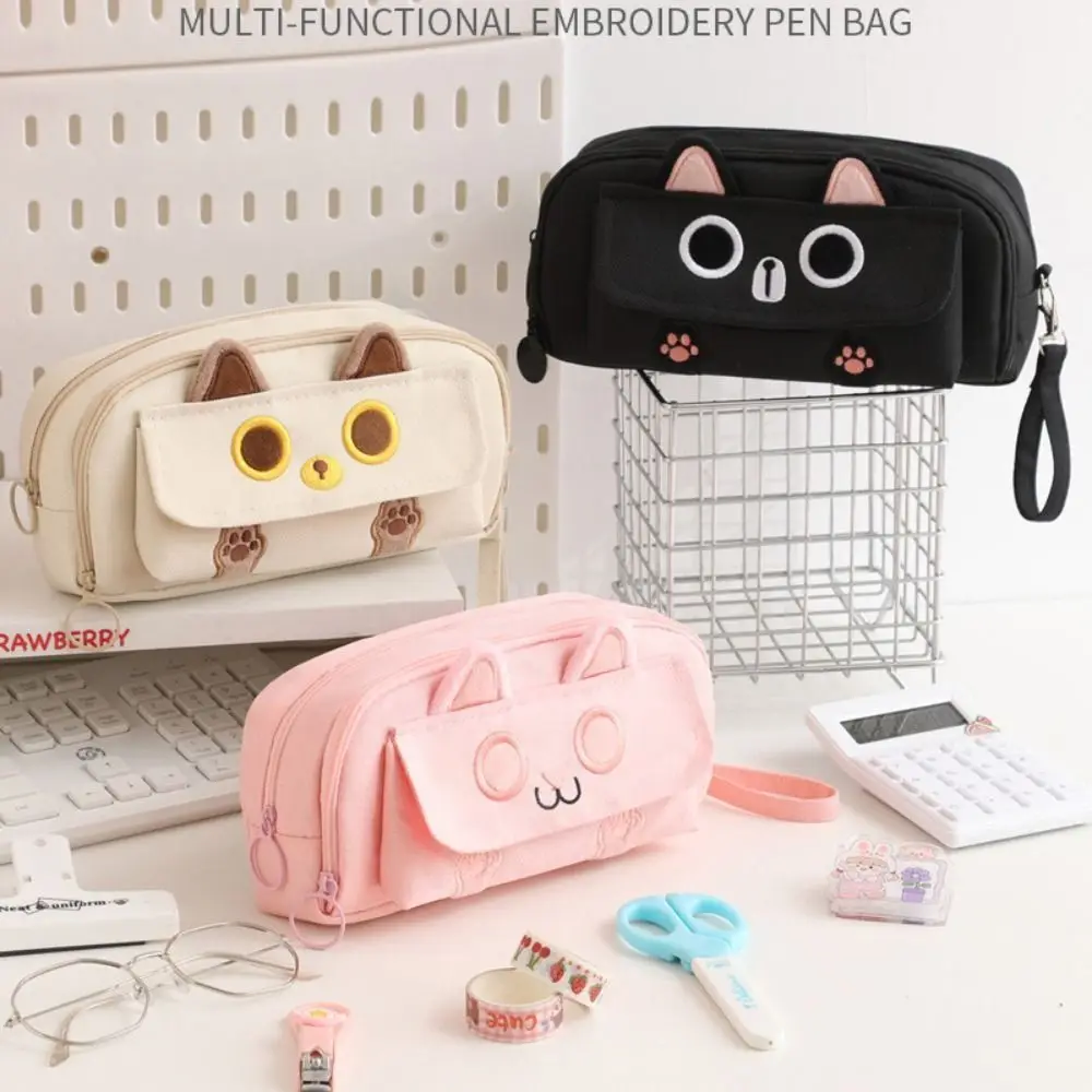 حقيبة أقلام هريرة لطيفة متعددة الوظائف ذات سعة كبيرة مقلمة هدية حقيبة أدوات مكتبية للمكتب المدرسي