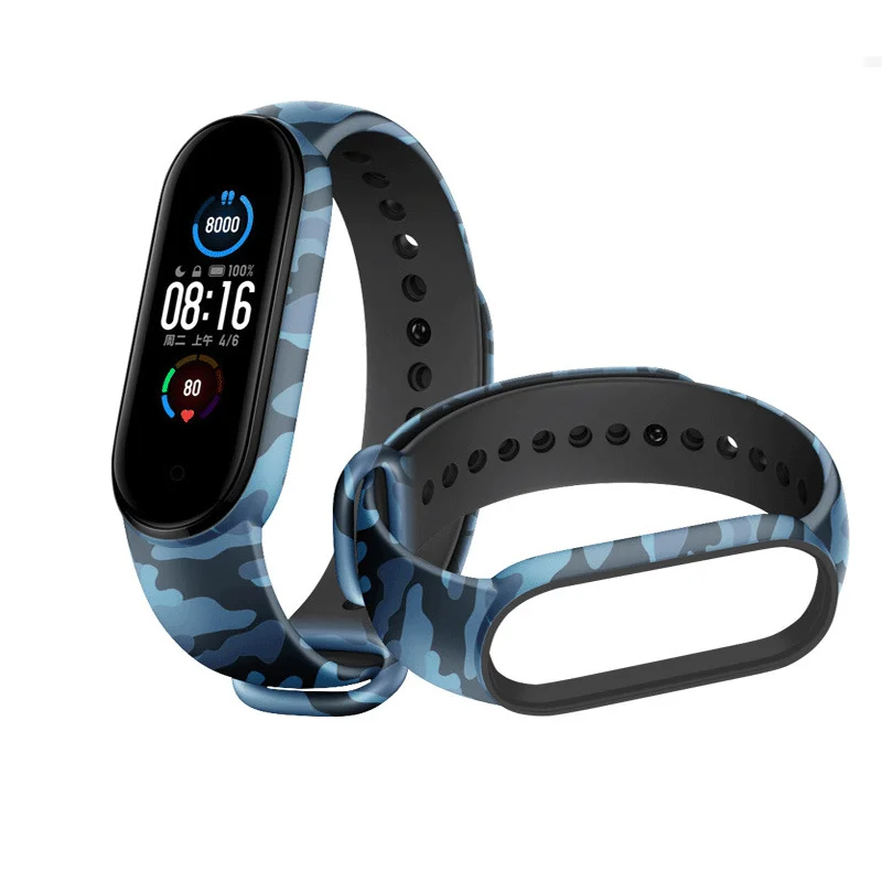 Pulsera inteligente de camuflaje para Xiaomi Mi Band 7, repuesto de silicona suave, resistente al agua