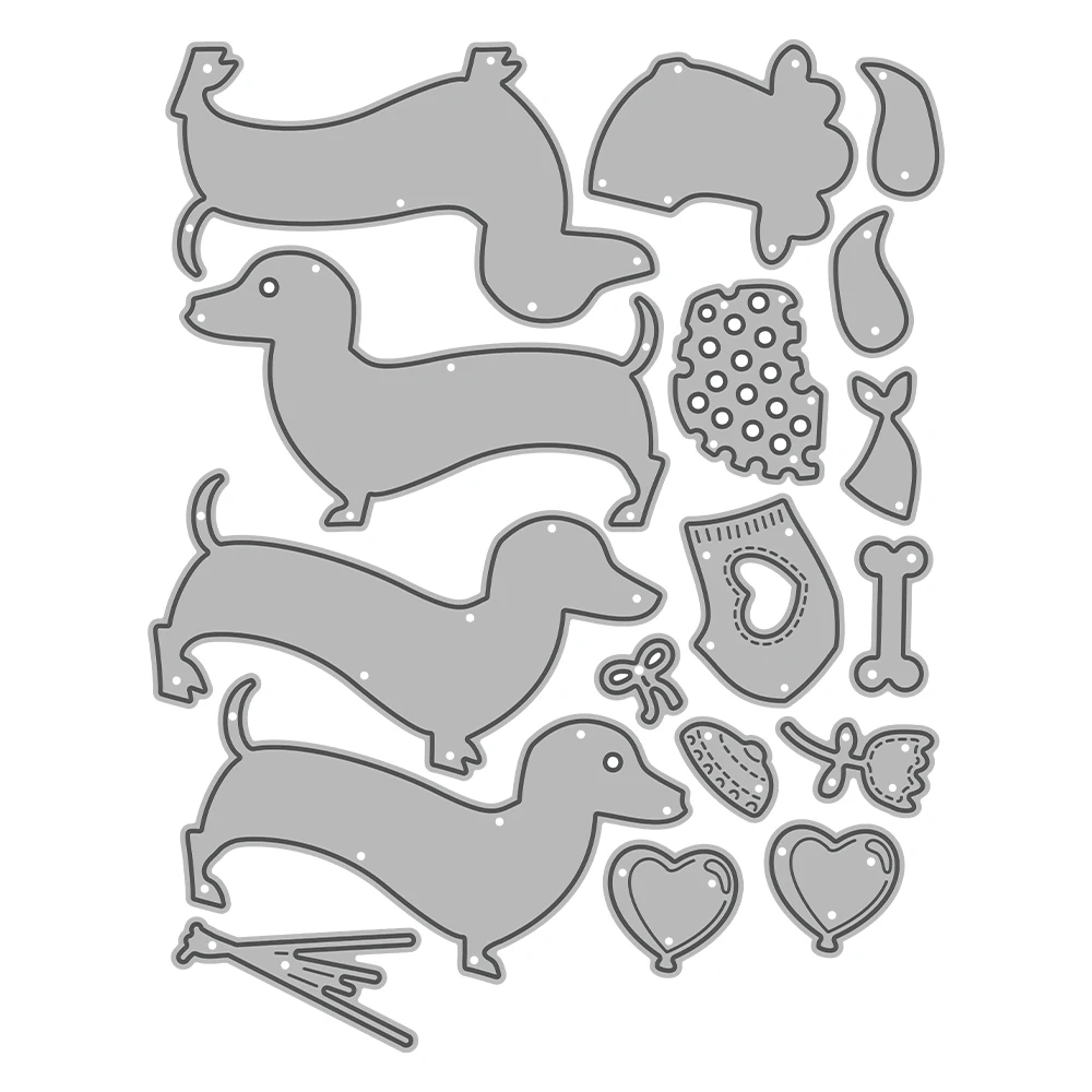 MangoCraft Love Pet Dogs Couples Cutting Dies Valentine\'s DIY Scrapbooking Supplies Metal Dies Knife Mold For Card Albums Decor