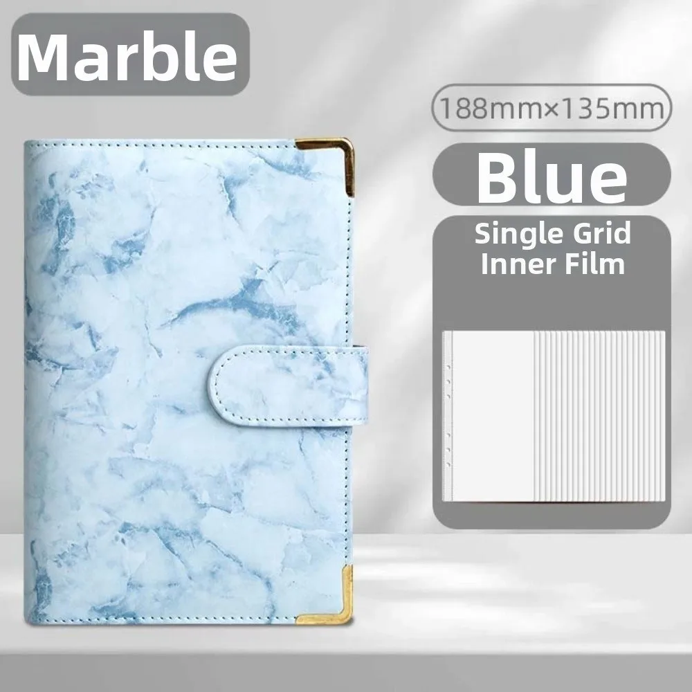 Mini A6 Money Saving Binder Marbling/Leopard Print Faux Leather Mini Budget Binder Waterproof Cash Envelopes