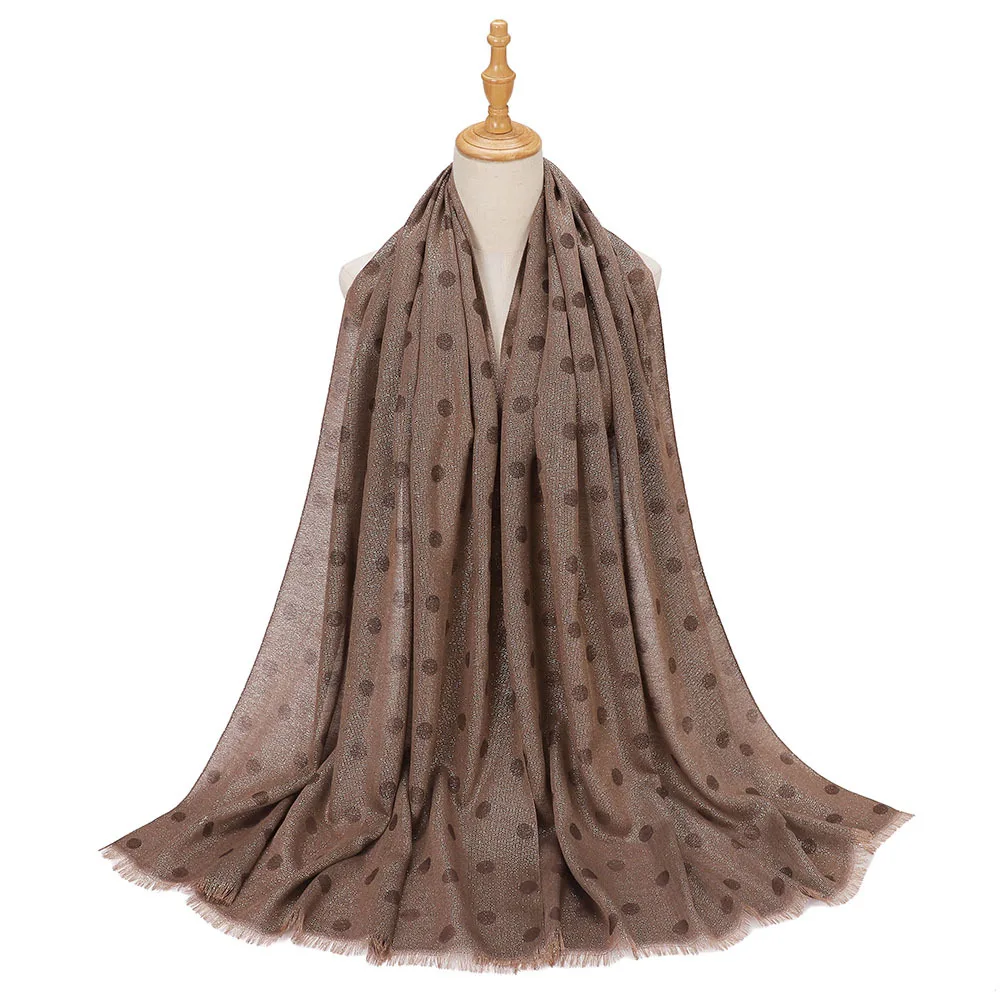 Glitter polka dot hijab cachecol feminino shimmer xales muçulmano femme envoltório bandana cachecóis macio malásia lenço turbante mujer novo