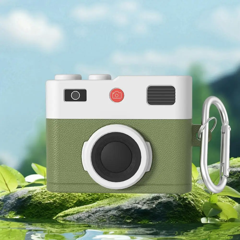 Robuste Kopfhörer-Abdeckung, Retro-3D-Kamera, Silikon-Haut-Abdeckung für Airpods 4, stoßfeste Schutzhülle mit Impact für Ultimate