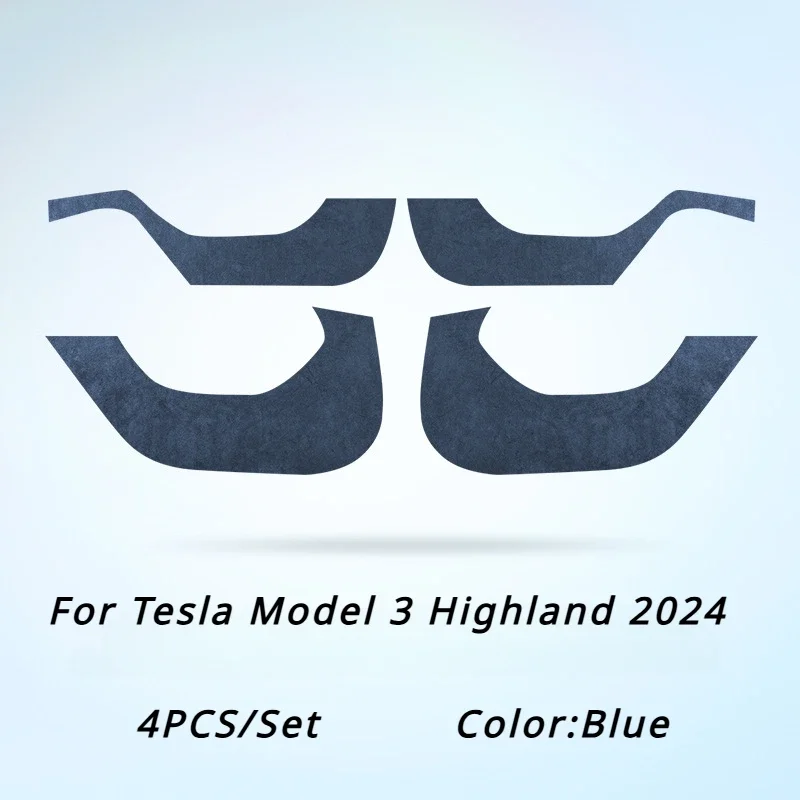 For Tesla Model 3 Highland 2024 Car Door Anti Kick Pad Suede Door Panel Protective Stickers Auto Doors Anti-Dirty Trim 4Pcs/Set