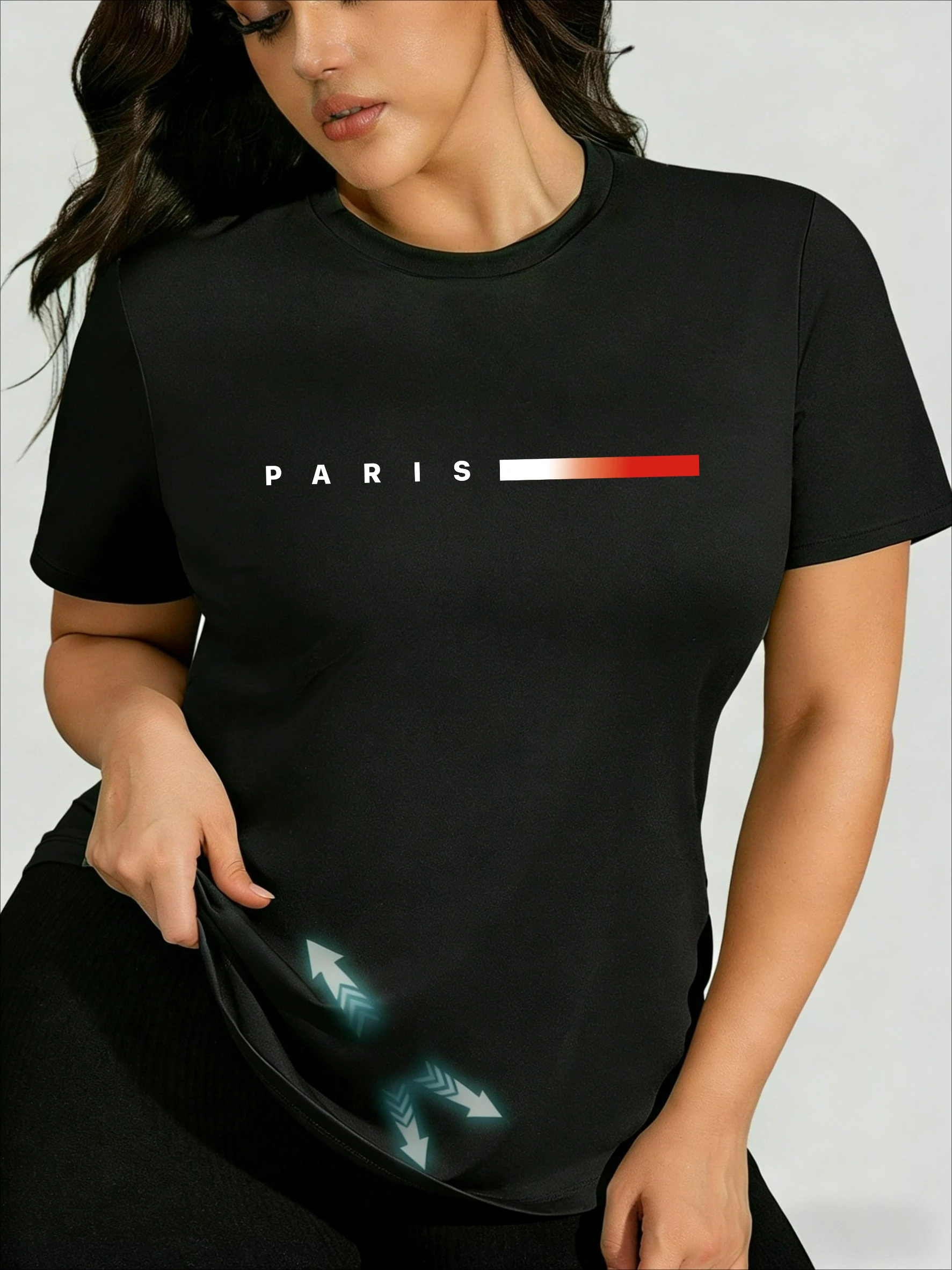 

French Street Style PARIS Design! Women's Plus Size T-Shirt, Sweet & Cool, Sexy, Slim-Fit and Versatile