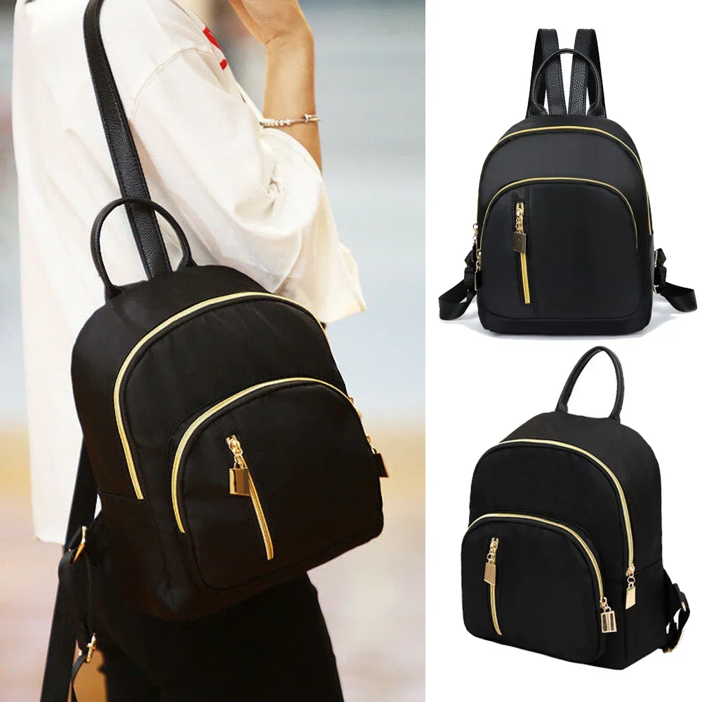 Hot Women\'s Fashion Girl School Bag Small Multi-zipper Backpack New Cute Backpack Satchel Rucksack Travel Shoulder Bag Black