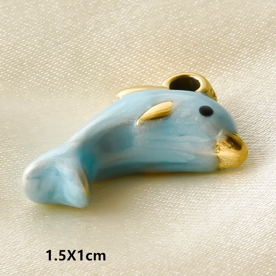 3/5 Stück/Set Meerestier-Anhänger in Goldfarbe mit Öltropfen-Effekt, Seestern, Muschel, Fisch, Edelstahl-Anhänger für Schmuckherstellung, DIY-Armbänder – Detail 28