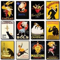 Vintage Campari Drink Posters Prints Aperol Liqueur Cat Wall Pictures Canvas Painting  Bitter Campari Kitchen Wall Decoration