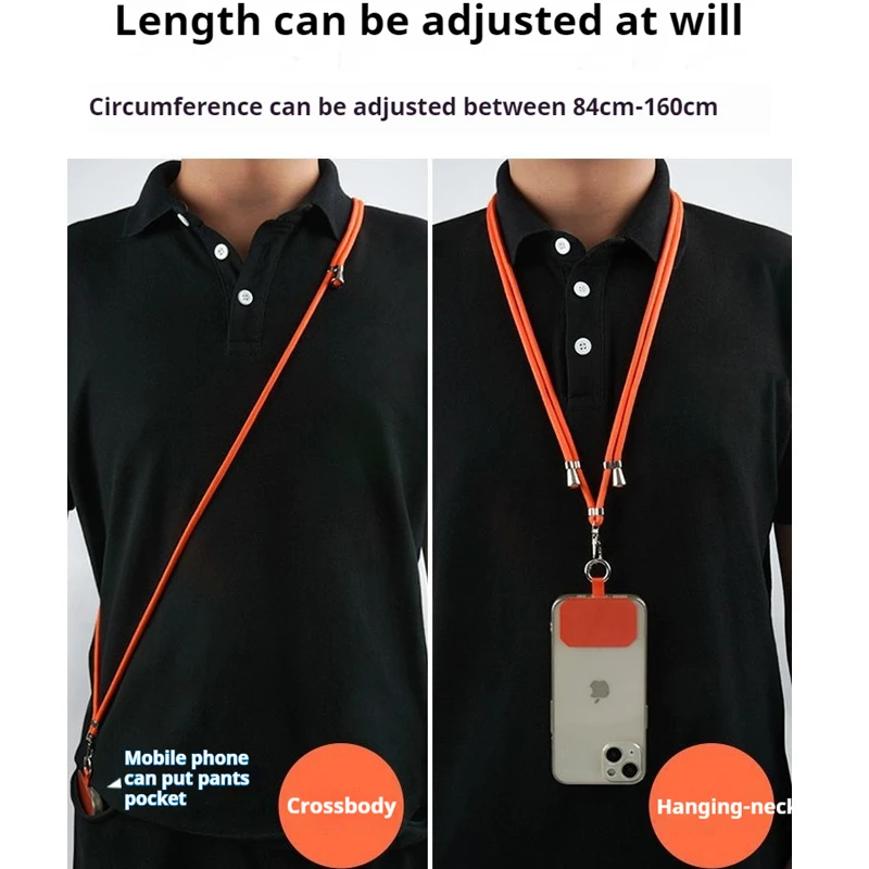 Universal Adjustment Phone Lanyard Necklace Strap Phone Case Solid Color Long Hanging Rope With Clip Anti-Lost Crossbody Lanyard