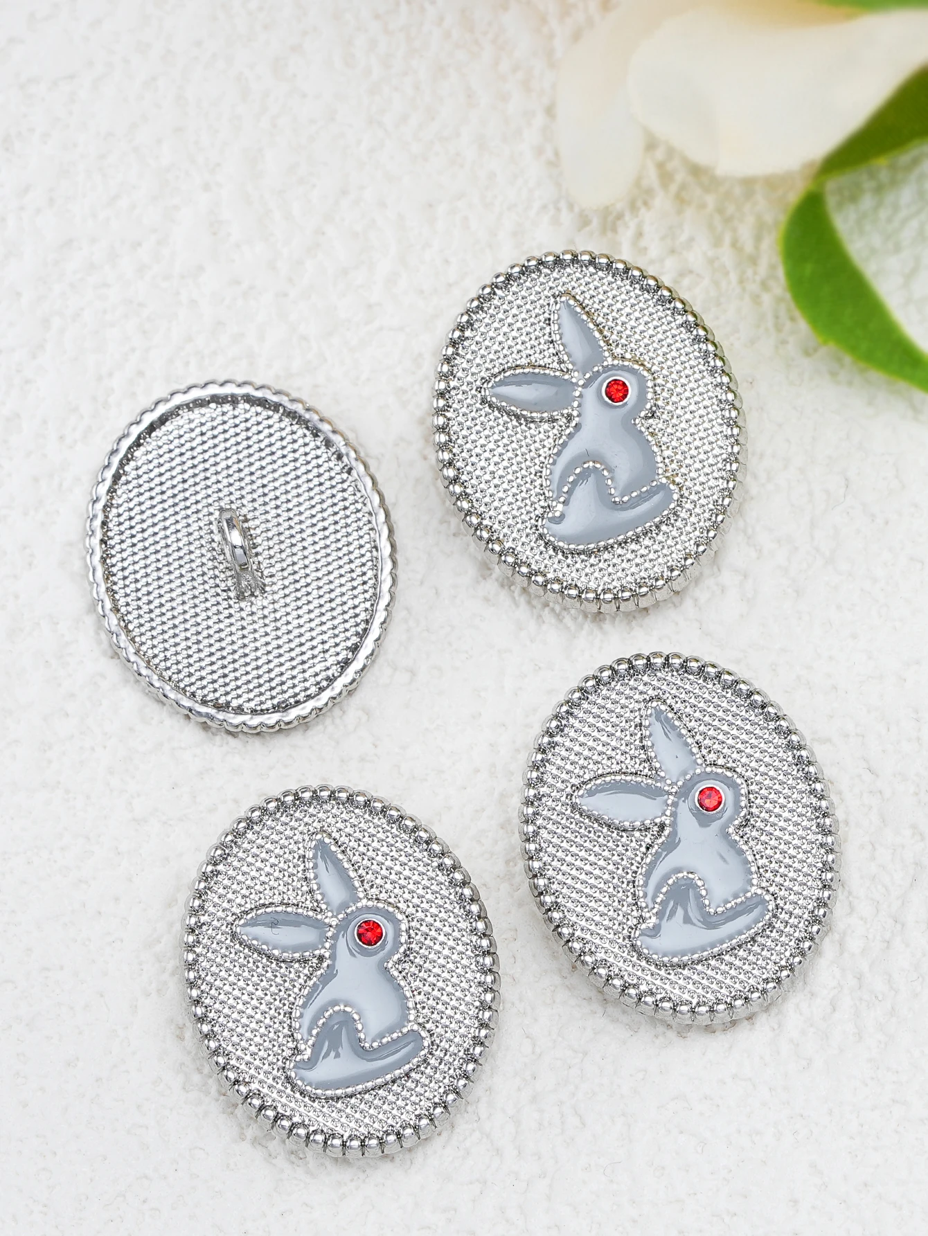 8pcs/Pack Striped Bunny Cottagecore Metal Shank Buttons for Children's Clothing Shoes Bags Accessories DIY Crafts Sewing Tools - view 2