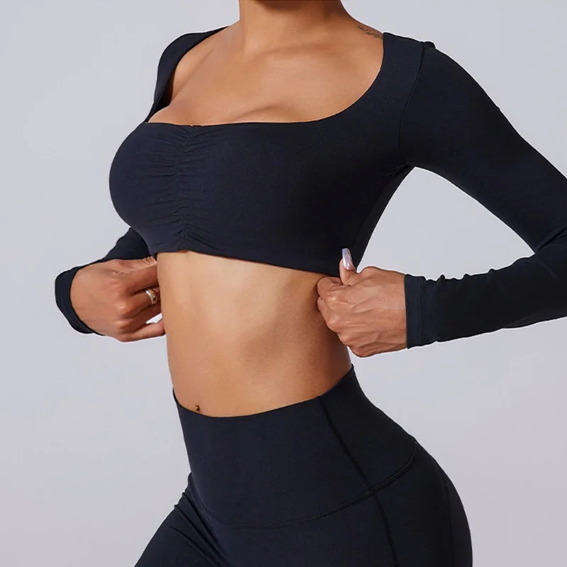 Cloud Hide Sexy Yoga Shirts for Girls Fitness Sport T-Shirt Women Long Sleeve Blouse Gym Top Winter Running Workout Sportswear