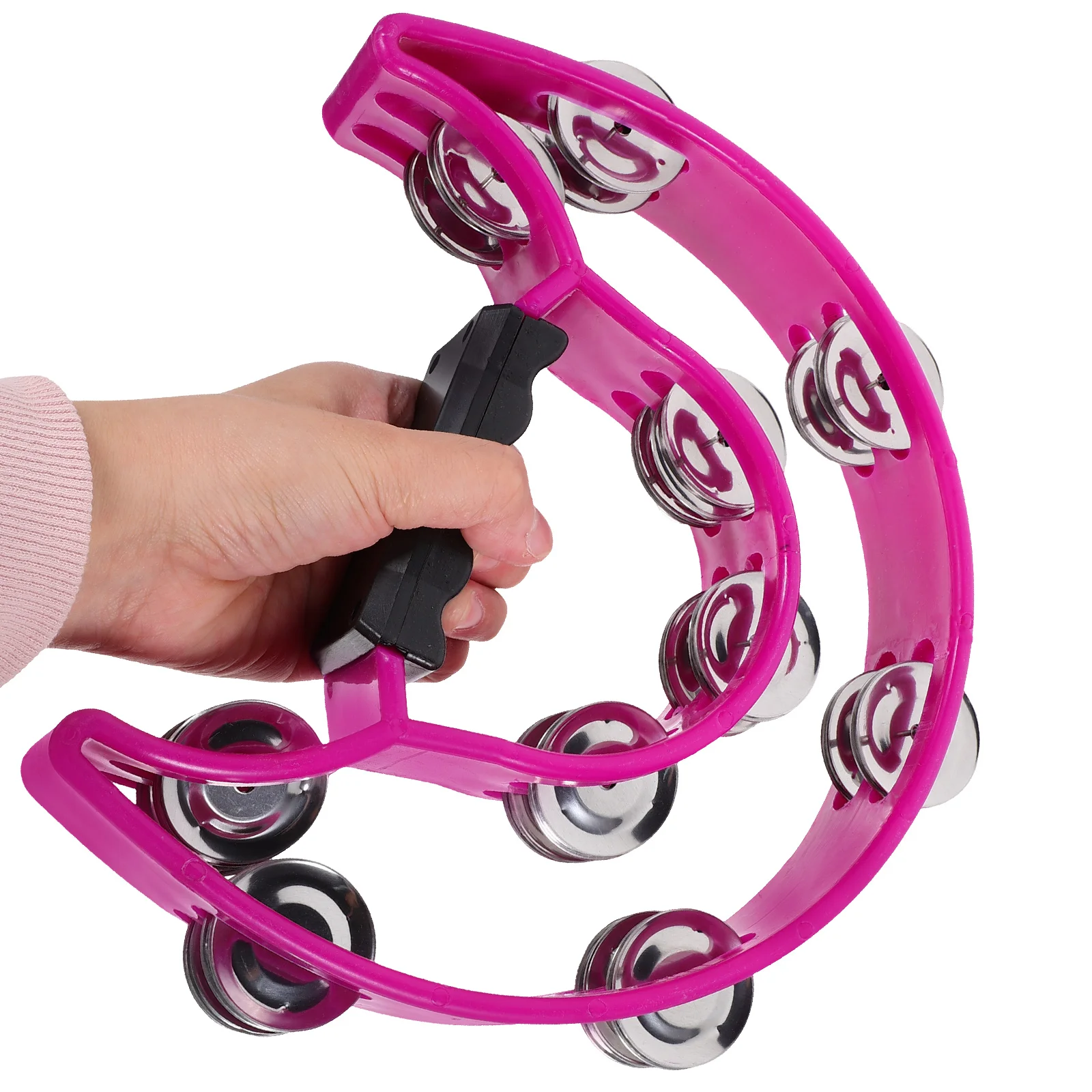 Hand Crank Tambourine Shaker Parties Noise Maker Handheld Percussion Bell Purple Musical Instruments for Adults Party Toys