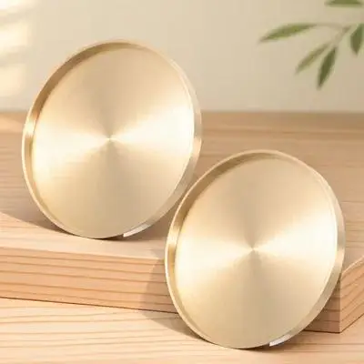 

2pcs Brass Tea Coaster Heat-Resistant Round Cup Pad For Home Coffee Shop Tabletop Protection Golden Teacup Mat Household Cup Mat