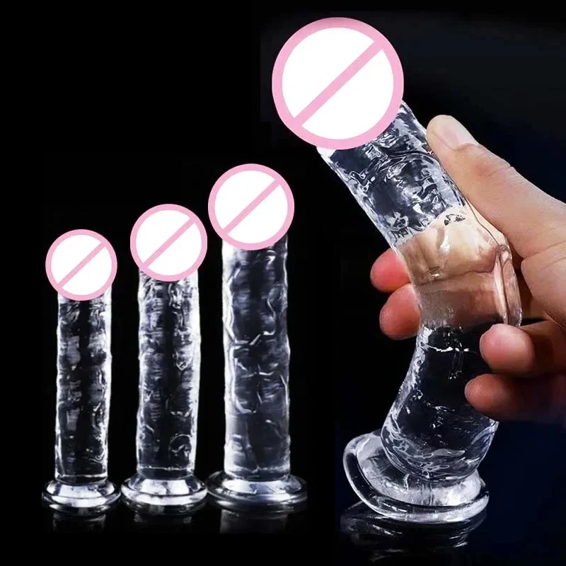 Transparent Soft Jelly Dildo Realistic Fake Dick Penis Suction Cup Dildo Realistic Sex Toys For Lesbian Women Female Masturbator