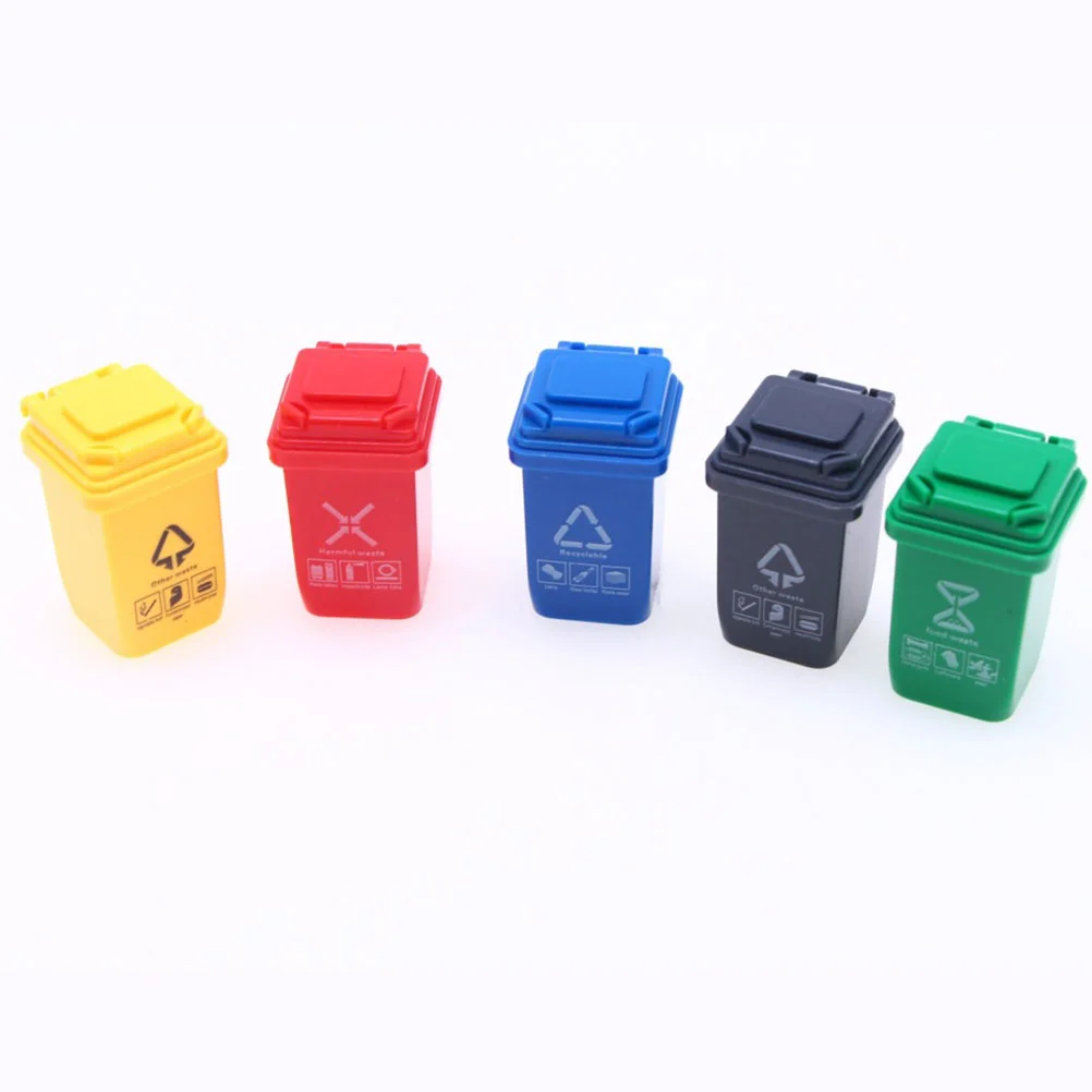 

5 Pcs Model Dollhouse Mini Sorting Trash Can Junk Case Abs Bins Miniature Waste