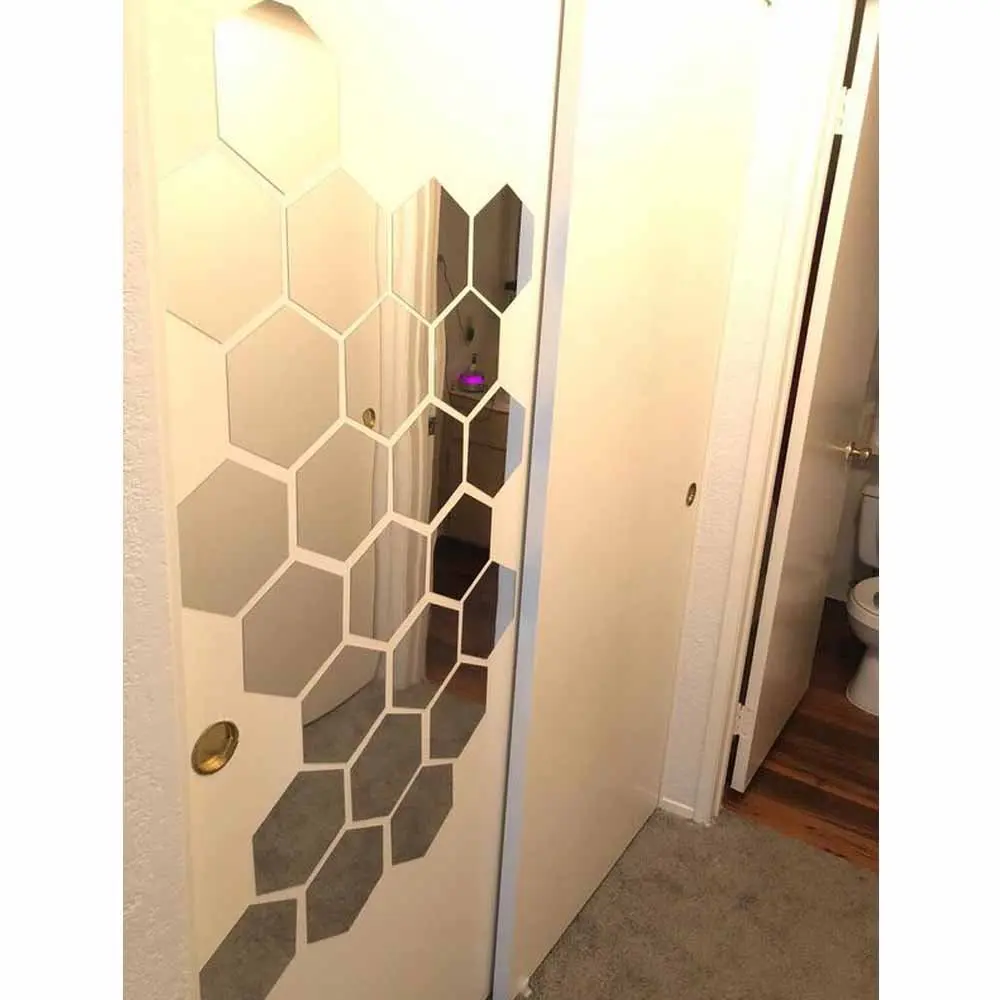 

Hexagon Wall Decals, 12 Pcs Large Removable Acrylic Mirror Wall Stickers For Home Living Room Bedroom Decor (9Cm, Silver)