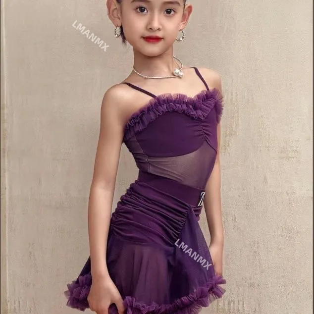 

Spring and summer children's Latin dance costumes, performance and practice clothes, high-end camisole dance dresses