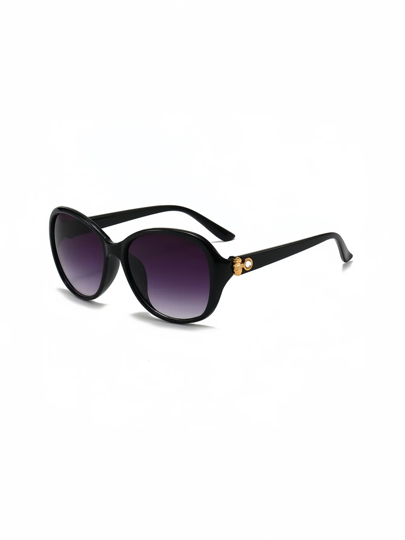 European and American women's retro round frame with metal plated accessories, exquisite and atmospheric sunglasses, daily sun p view 3