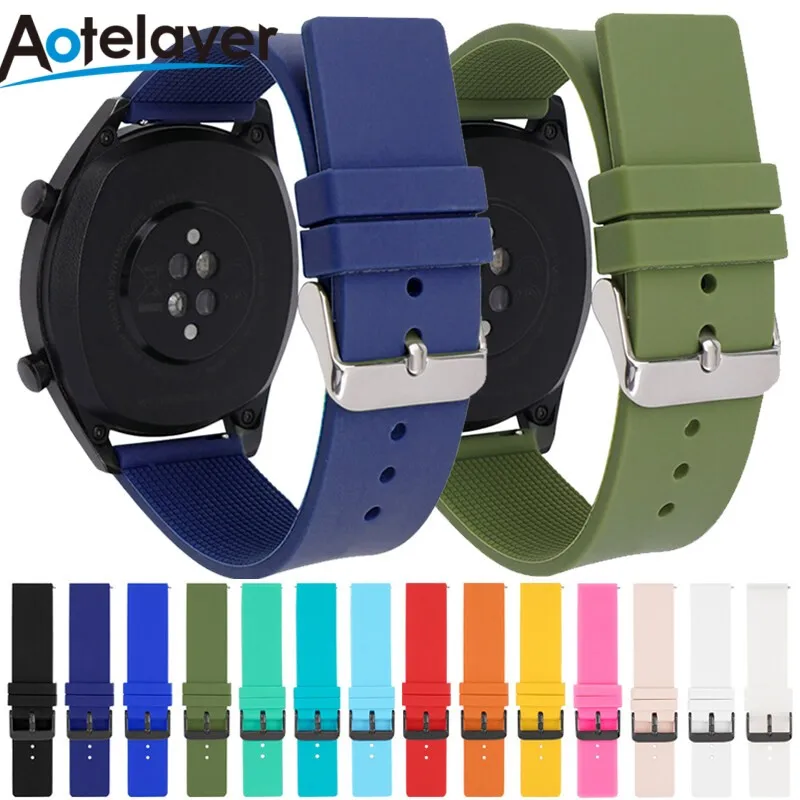 12 14 16 18 20 22 24mm Quick Release Silicone Sport Wrist Band for Galaxy Watch 4/5 Soft Flat Head  Universal Strap Dropshipping