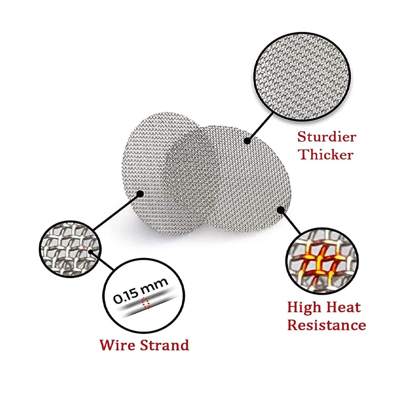 Filtros de Metal para fumar tabaco, pantalla de gasa para pipa de agua, malla de acero inoxidable, red de soporte de combustión de 15 ~ 25mm, 200/50