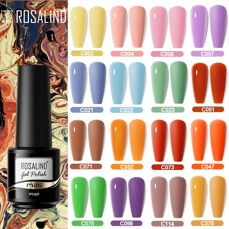 ROSALIND Gel Nail Polish Pure Color Manicure Nails Art Base Top Coat Primer UV Nail Gel Polish Semi Permanent Varnishes Hybrid