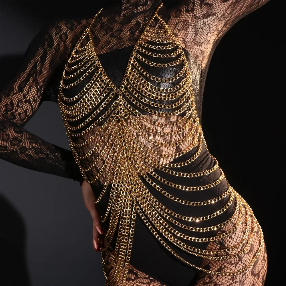 جديد النمط الأوروبي والأمريكي المعادن متعدد الطبقات سلسلة الصدرية قلادة مثير تانك الأعلى قلادة للفتيات الساخنة #5