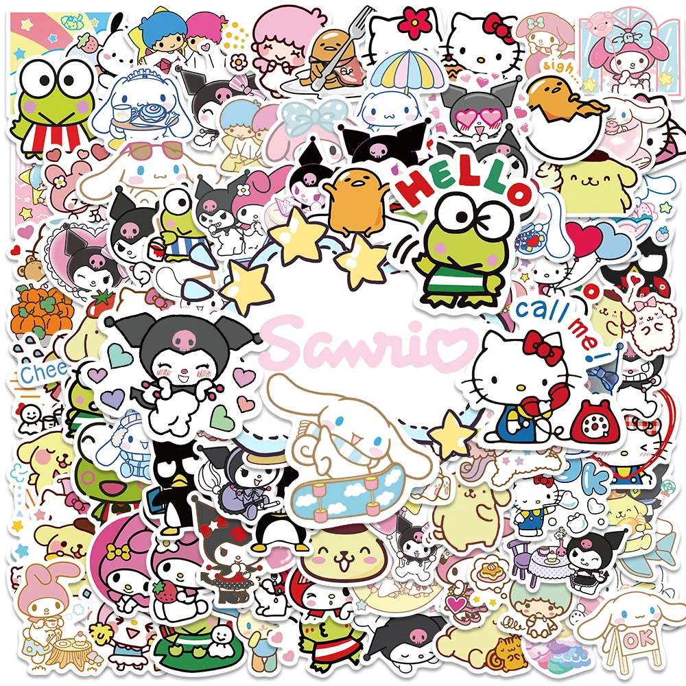 Sanrio Mix Kawaii meine Melodie Kuromi Hallo Kitty Aufkleber für Kinder Mädchen DIY Laptop Telefon Tagebuch niedlichen Cartoon Anime Aufkleber Aufkleber