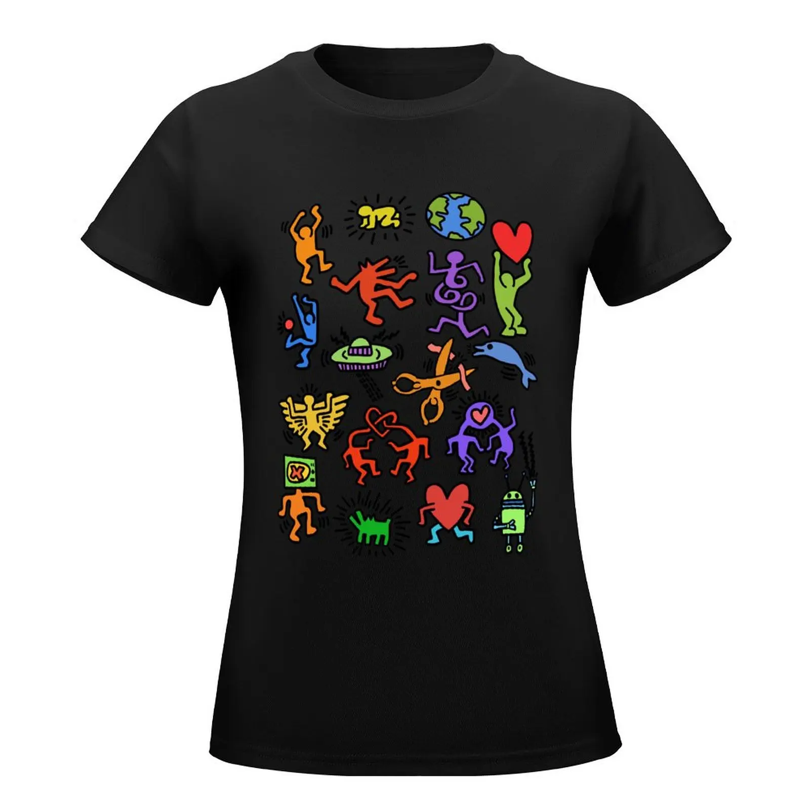 Haring Symbols T-Shirt animal print shirt for girls summer top funnys funny t shirts for Women