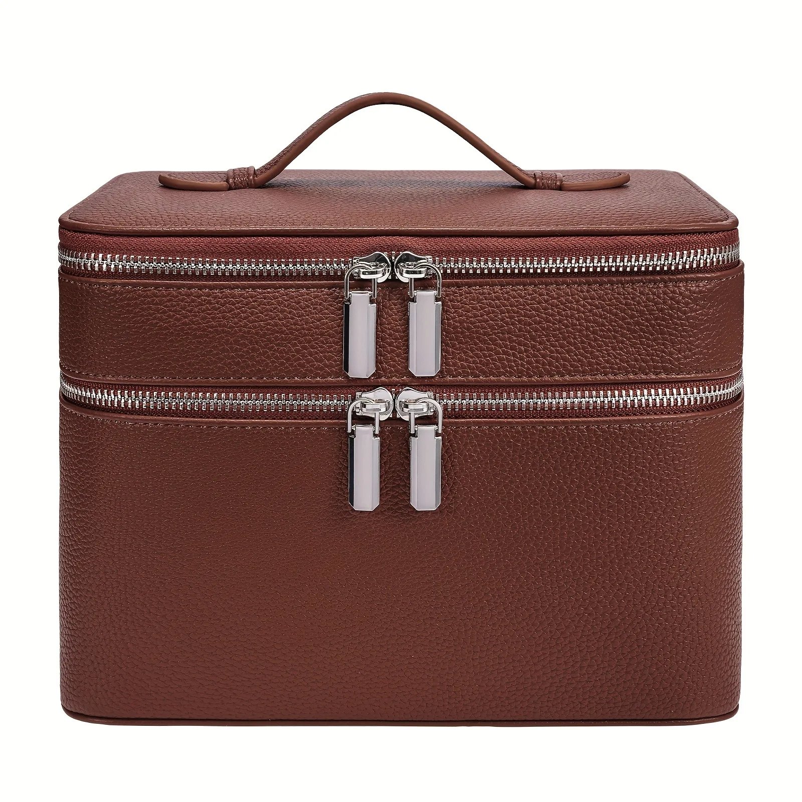 

Двухслойная портативная профессиональная косметичка для хранения средств по уходу за кожей, инструментов для макияжа, ресниц, из искусственной кожи, с несколькими отделениями