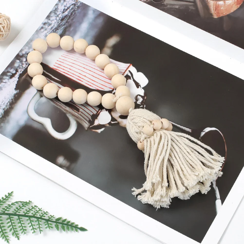 

1Pcs Wood Beads Pendant Tassel Decorative Wall Hanging for Home Bedroom Living Room Nordic Style Ornament Tassel Pendant