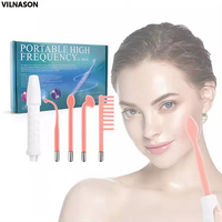 4 In 1 High Frequency Electrotherapy Beauty Device Spot Remover Facial Vibrater Massager Skin Care Spa Derma 4 Violet Ray Wand