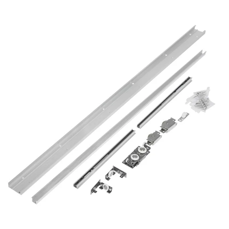 Door track Two-way buffer hanger Through top wooden door Invisible slide rail, silent load-bearing pulley