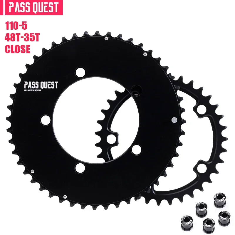 PASS QUEST Dubbel Kettingblad 110bcd 5 bouten 46/33 T 48/35 T 50/34 T 52/36 T 53/39 T 54/40 T Fiets Kettingwiel voor Shimano SRAM Crank