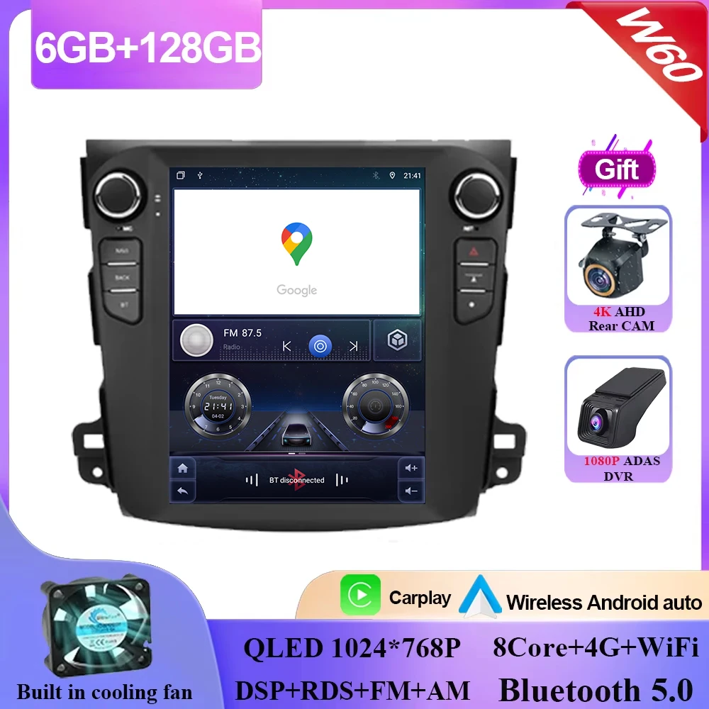 9.7 "Android 16 Voor Mitsubishi Outlander Xl 2 2008-2011 Autoradio Multimedia Speler Stereo Navigatie GPS Carplay 4G HDR Scherm