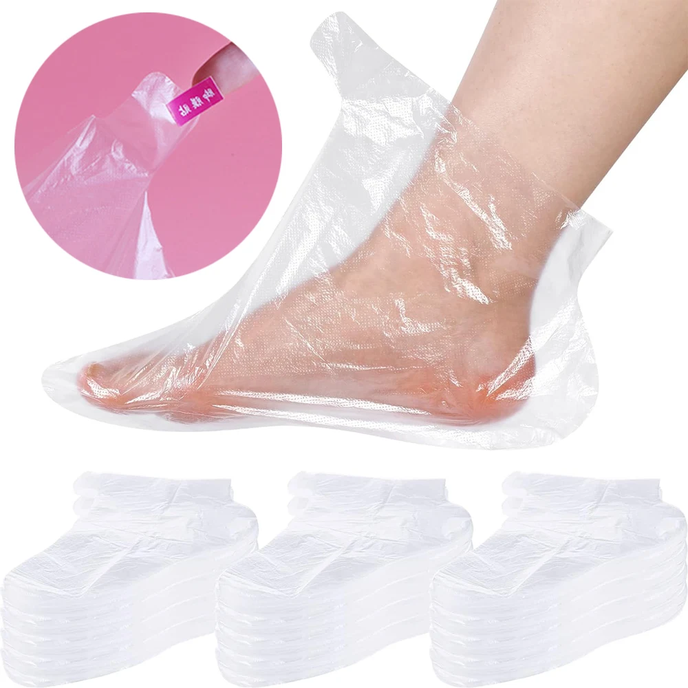 100Pcs Transprent Disposable Foot Bags Detox SPA Covers PE Plastic Foot Film Prevent Infection Chapped Feet Care Pedicure Tools
