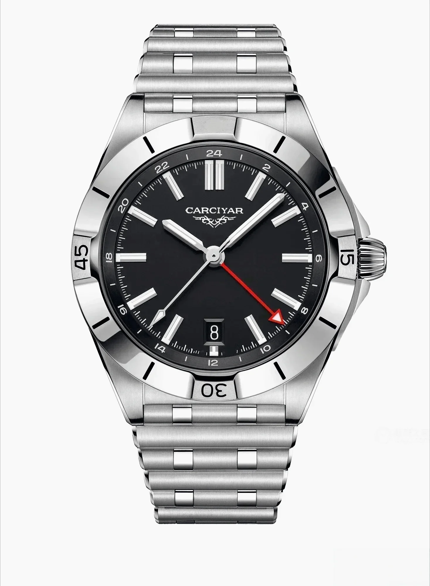46MM Men's Mechanical Sports Watch with Full-Featured World Time, 904L Stainless Steel